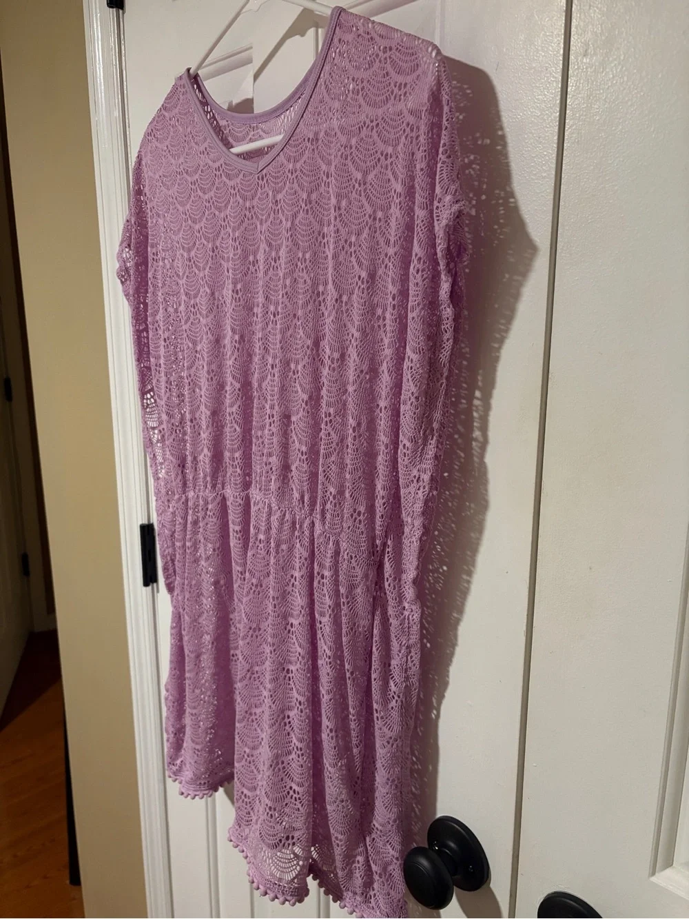Elegant Purple Lace Girls Bathing Suit Coverup dress